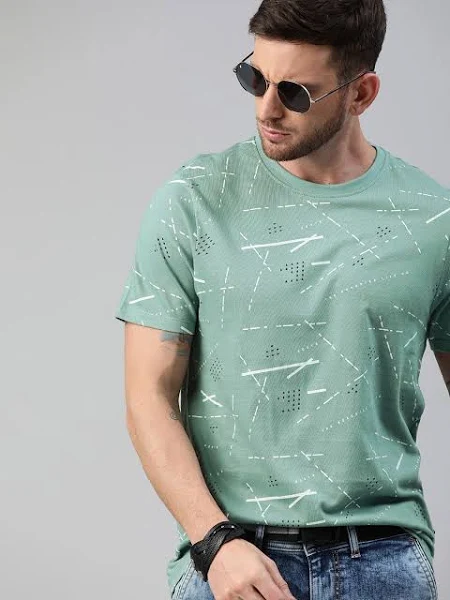Roadster Men's Printed Round Neck T-shirt